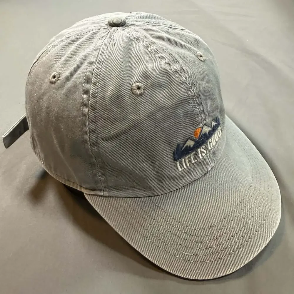 Life is Good A Sunwashed Chill Cap Sunset Mountains Slate Gray